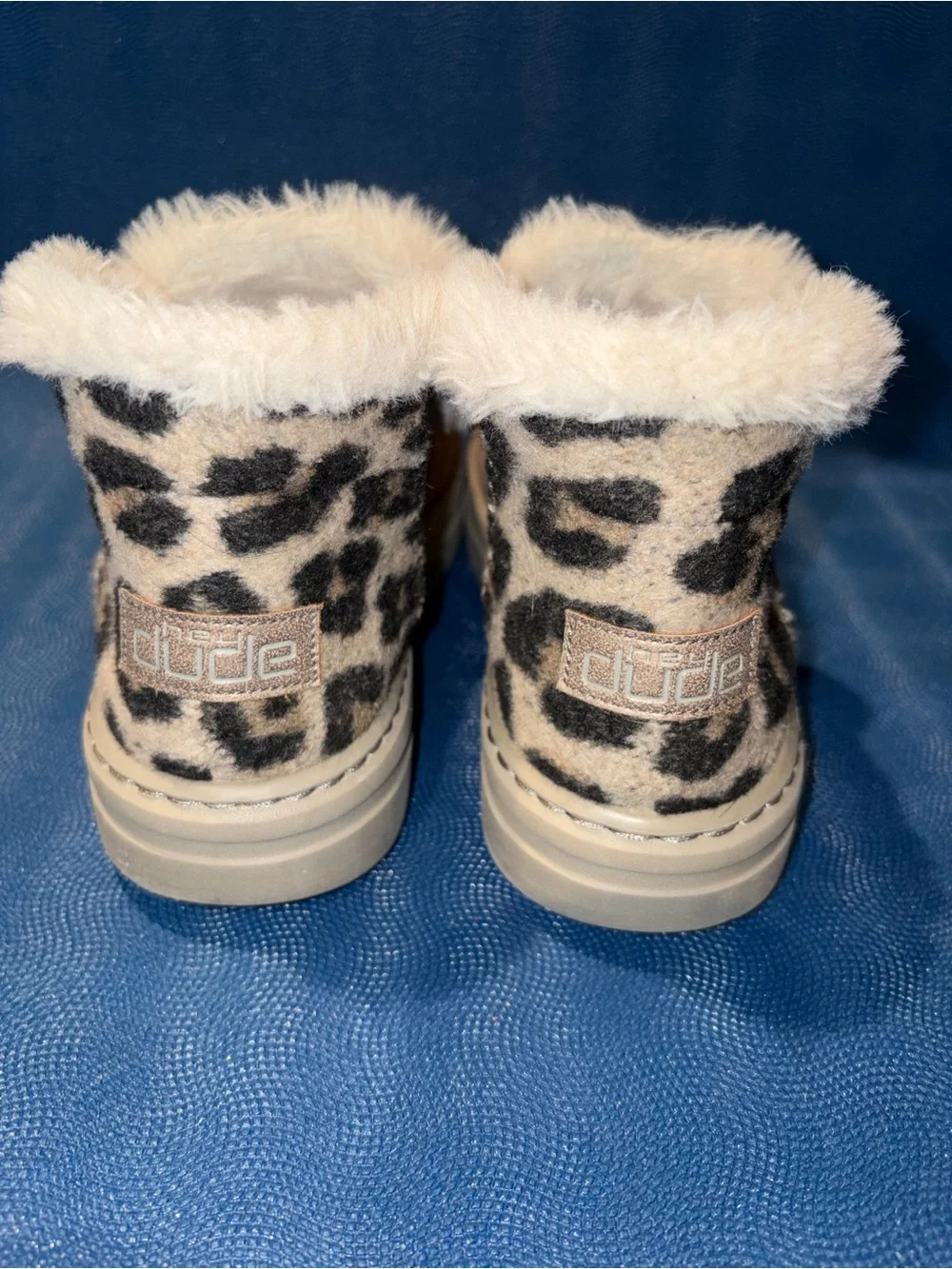 UGG Taupe Suede Slip-On Sneakers with Leopard Heel and Faux Fur women size 7